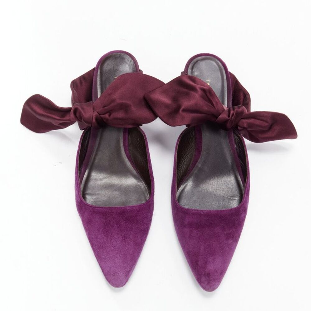 The Row Coco Bow Velvet Silk Mule Heels